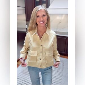 NWT LIGHT YELLOW CROP CORDUROY JACKET-S